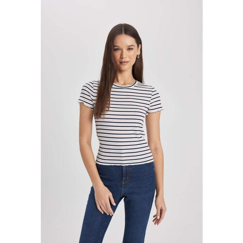 Defacto Fitted Crew Neck Striped Short Sleeve T-Shirt Cene