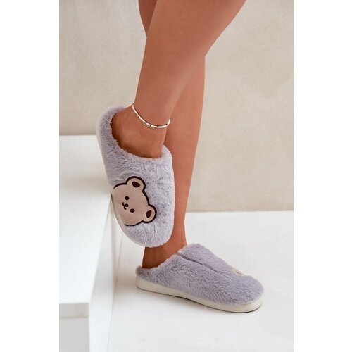  Women's furry slippers with a bear gray Fiorinella Cijene