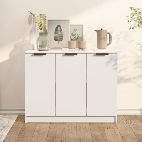 vidaXL Komoda bela 90,5x30x70 cm konstruiran les Cene