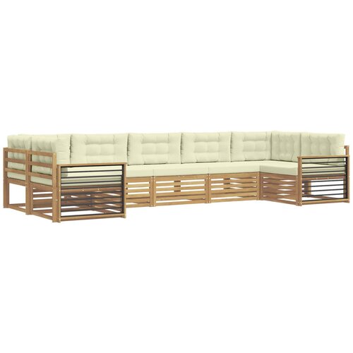 vidaXL Zunanja garnitura za sedenje z blazino 7 pcs Bela in krem, (5000282415) Cene
