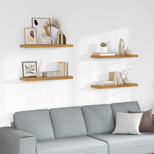  Polica na zidu 4 pcs Bež 80 x 23,5 x 4 cm Konstruirano drvo Cijene