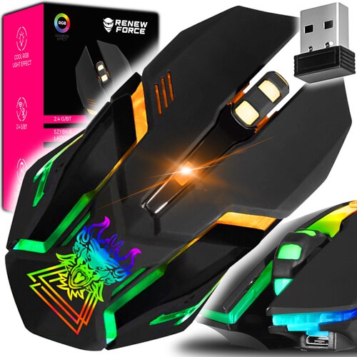  Brezžična optična USB igralna mi&amp;scaron;ka 3200DPI LED RGB Slike