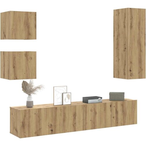 Furnova TV omara 5-delna stenski artisan hrast inženirski les, (21923695) Slike