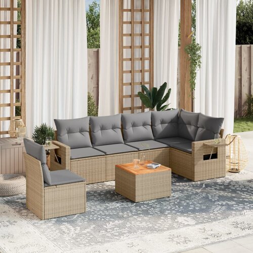 vidaXL 7-dijelni set vrtnih sofa s jastucima bež od poliratana Cijene