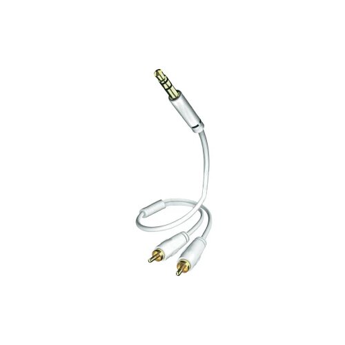Inakustik 003100005 cinch / klinker avdio priključni kabel [2x mo&amp;scaron;ki cinch konektor - 1x 3\,5 mm banana mo&amp;scaron;ki konektor] 0.50 m bela pozlačeni konektorji, (20431924) Slike