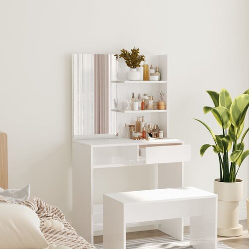 vidaXL Toaletni stolić s ogledalom visoki sjaj bijeli 74,5x40x141 cm Cijene