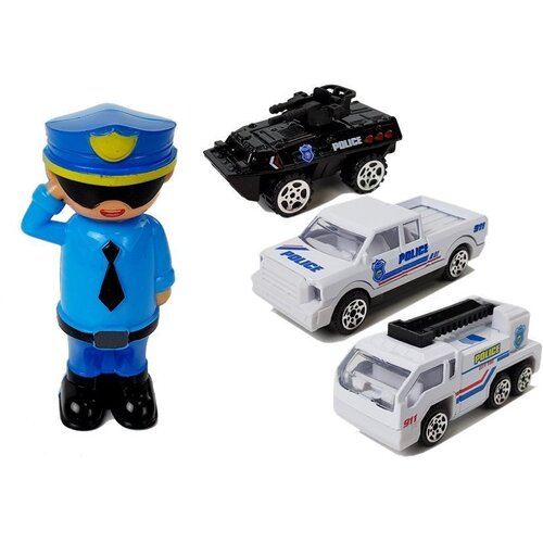  Policijski auto za igru sa malom figurom policajca - bijeli Slike