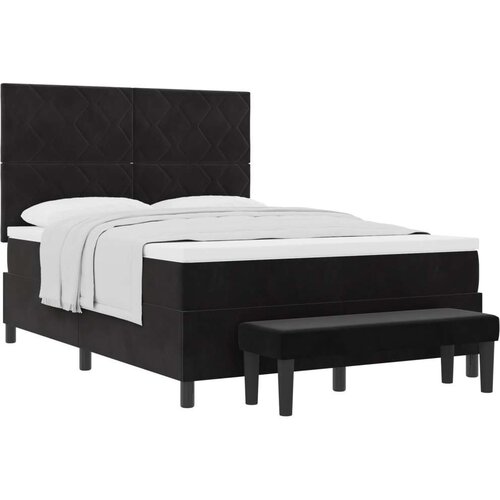 Box Postelja z vzmetnico z vzmetnico Črna 140 x 200 cm Žamet, (5000127157) Cene