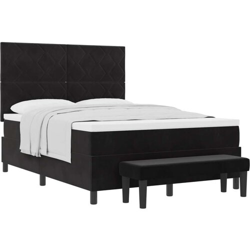 Box Spring krevet s madracem i klupom crni 140x200 cm bar&amp;scaron;un Slike