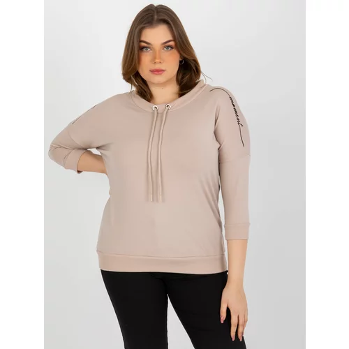 Fashion Hunters Women's blouse plus size with 3/4 sleeves - beige
