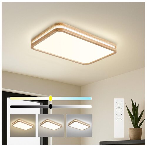 Brilagi LED prigu&amp;scaron;iva svetiljka MOLINA SQUARE LED/54W/230V hrast 60x40 cm + daljinski upravljač Slike