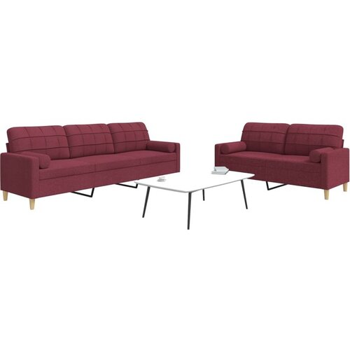vidaXL 2-dijelni set sofa s ukrasnim jastucima boja vina od tkanine Cijene