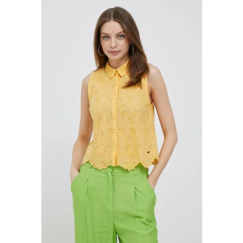 Pepe Jeans Pamučna košulja Eris za žene, boja: narančasta, regular, s klasičnim ovratnikom