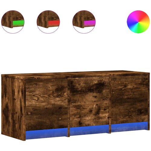 Maison Chic TV omarica - TV stojalo - Televizijska omarica LED dimljeni hrast 97x34x40 cm inženirski les, (21701120) Cene