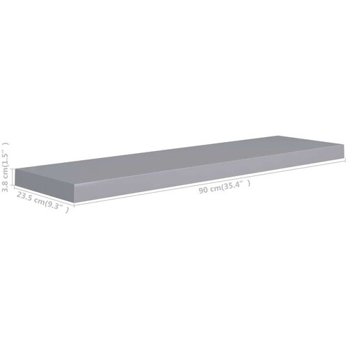 vidaXL plutajuće zidne police 2 kom sive 90 x 23,5 x 3,8 cm MDF Cene