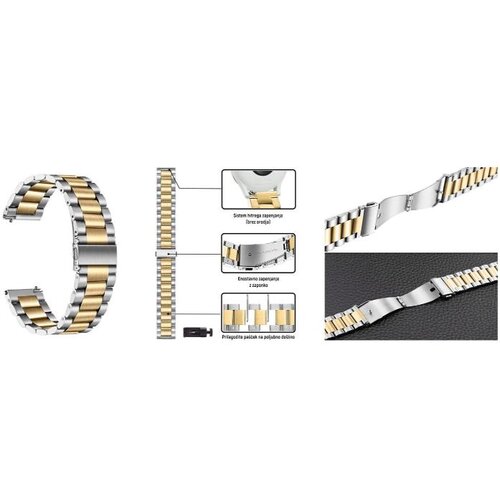 Chameleon Kovinski pašček 22 mm, Silver Gold, za pametno uro Cene