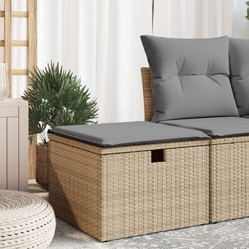 VidaXL Vrtni stolček z blazino bež 55x55x37 cm poli ratan Slike