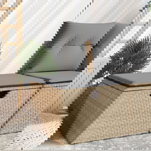 vidaXL Vrtni tabure s jastukom bež 55 x 55 x 37 cm od poliratana Cene
