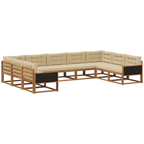 vidaXL Zunanja garnitura za sedenje z blazino 9 pcs Naravna in bež, (5000281379) Cene