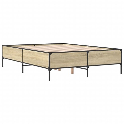 VidaXL Posteljni okvir sonoma hrast 120x200 cm inž. les in kovina, (21128128) Slike