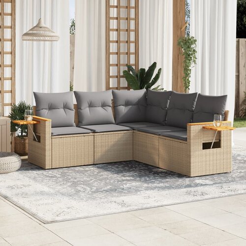 vidaXL 5-dijelni vrtni set sofa s jastucima bež od poliratana Cijene