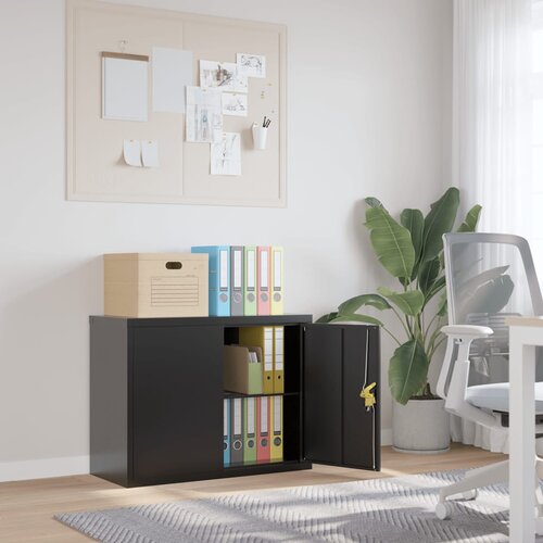 VidaXL Ormarić za spise crni 90 x 40 x 70 cm čelični Slike
