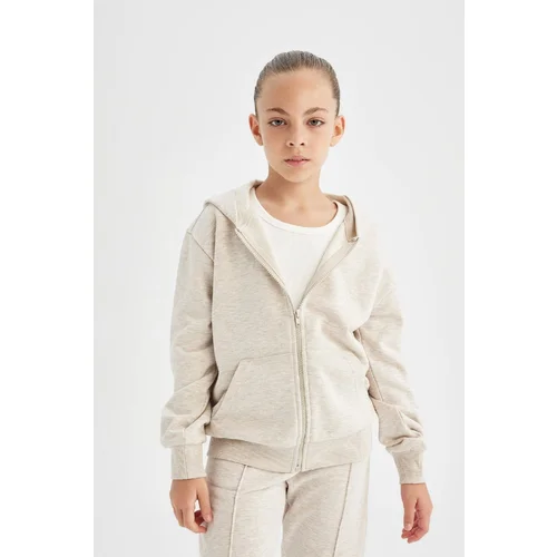 Defacto Girls Basic Hooded Zippered School Cardigan