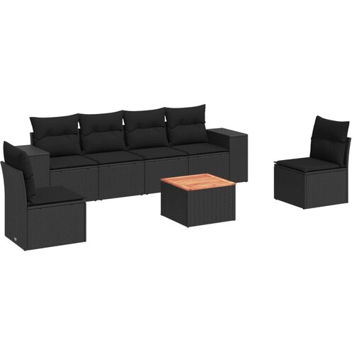 Maison Chic Seti vrtnega pohištva - Vrtna garnitura - Vrtni pohištvo set 7-delna z blazinami črn poli ratan, (21802016) Cene