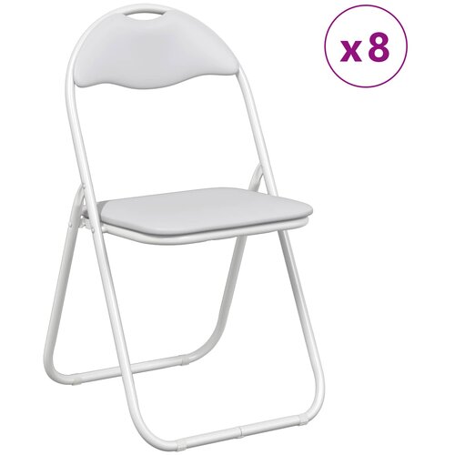  Sklopiva stolica 8 pcs Bijeli 48 x 43,5 x 81 cm Lažna koža Slike