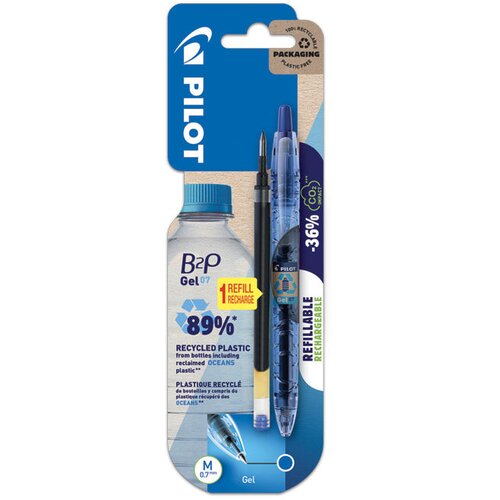 Roler GEL 0,7 MM BOTTLE TO PEN BEGREEN PILOT BL-B2P-7-BG PLAVI PLUS REFIL GRATIS BLISTER Cijene