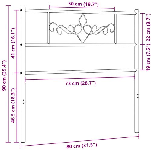  Metalno zamjensko uzglavlje crno 75 cm Slike