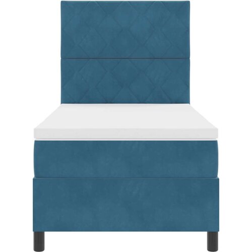vidaXL Box Spring postelja z vzmetnico temno modra 90x200 cm žamet, (22051885) Cene