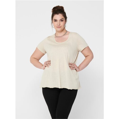 Only Beige basic T-shirt CARMAKOMA Glitter - Women Slike