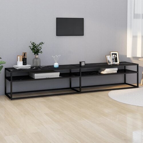 VidaXL TV omarica črn marmor 220x40x40,5 cm kaljeno steklo Slike