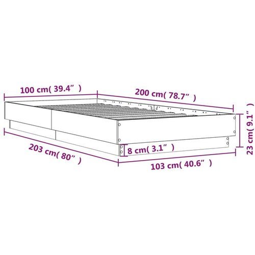  Okvir za krevet boja hrasta 100x200 cm od konstruiranog drva Slike