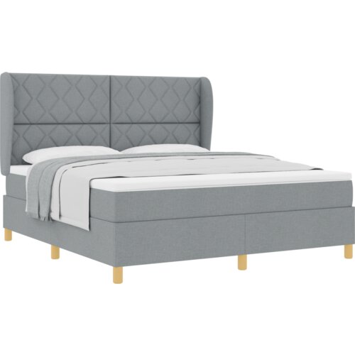  Krevet s uzglavljem i madracem svijetlo sivi 180x200 cm tkanina Slike