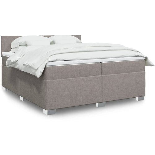 VidaXL Krevet s oprugama i madracem smeđesivi 200x200 cm od tkanine Slike