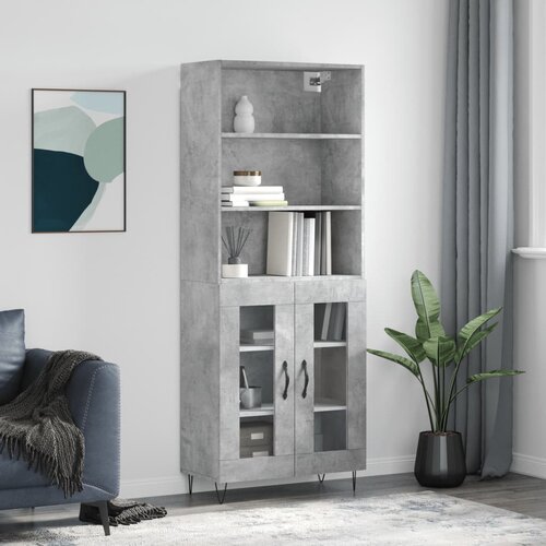 vidaXL Visoka komoda betonsko siva 69,5x34x180 cm inženirski les Cene