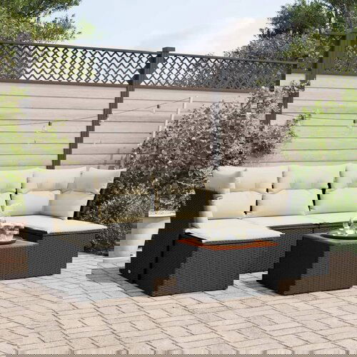 VidaXL 7-dijelni set vrtnih sofa od poliratana s jastucima crni Slike
