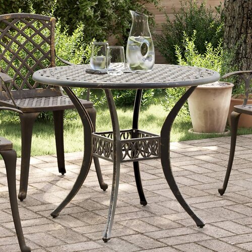 vidaXL Vrtna miza bronasta Ø90x75 cm liti aluminij Cene
