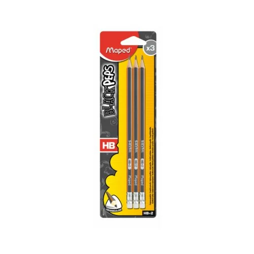 Maped Grafitna olovka, Black Pep's, HB, s gumicom, narančasta / siva, 3/1 blister