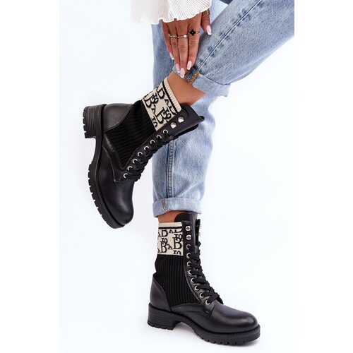 Boto Women's Ankle Boots Brogues with Sock Black Hakina Cene