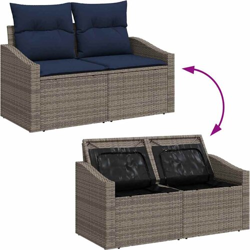  Set sofe s jastukom 6 pcs Siva i mornarsko plava poliratan Slike