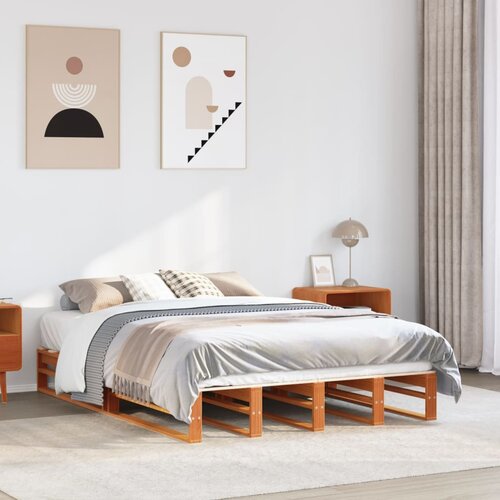 vidaXL Posteljni okvir brez vzmetnice voščeno rjav 140x190 cm borovina Cene