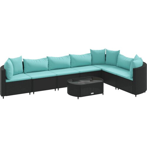 vidaXL 8-dijelni set vrtnih sofa od poliratana s jastucima crni Cijene