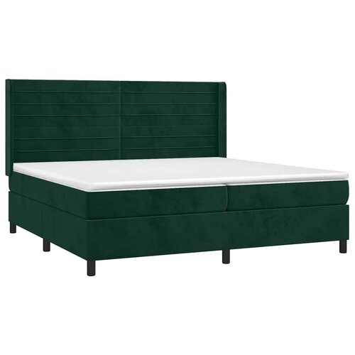  Boxspring - Krevet s oprugama i madracem tamnozeleni 200x200 cm bar&amp;scaron;unasti - Tamnozelena 200 x 200 cm vodoravne pruge Slike