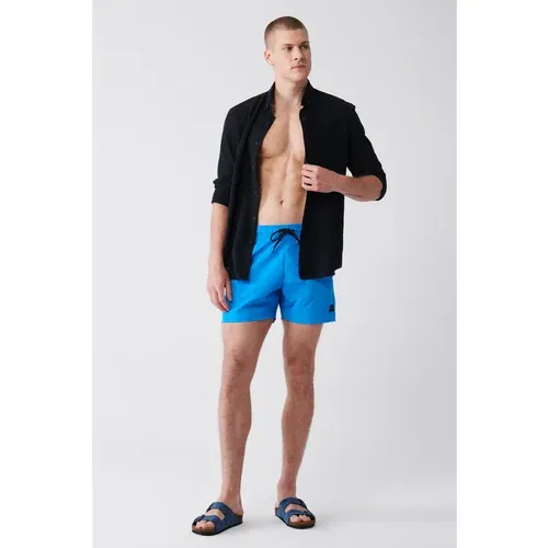 Avva Men's Blue Quick Dry Standard Size Flat Swimwear Marine Shorts