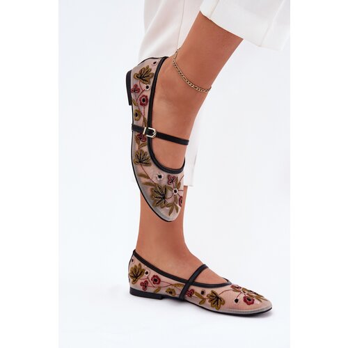 Boto Ballet Flats With Embroidery And Strap Black Lilindraen Cijene