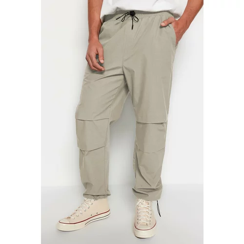 Trendyol Light Khaki Men's Regular Fit Baggy Parachute Trousers.
