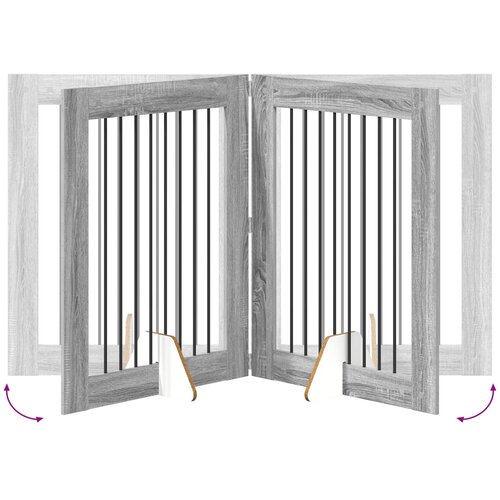  Vrata za pse s postoljem 4 pcs Siva sonoma 80 x 100 cm Slike